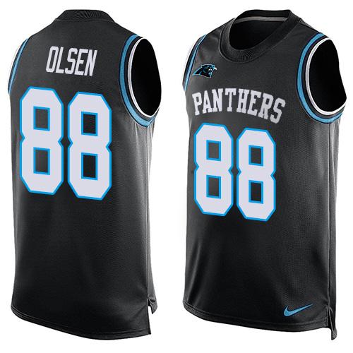 Nike Panthers #88 Greg Olsen Black Team Color Men's Stitched NFL Limited Tank Top Jersey - Click Image to Close
